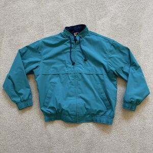 VINTAGE Union Line Windbreaker Jacket Mens Medium Green Canvas Lined USA Coat